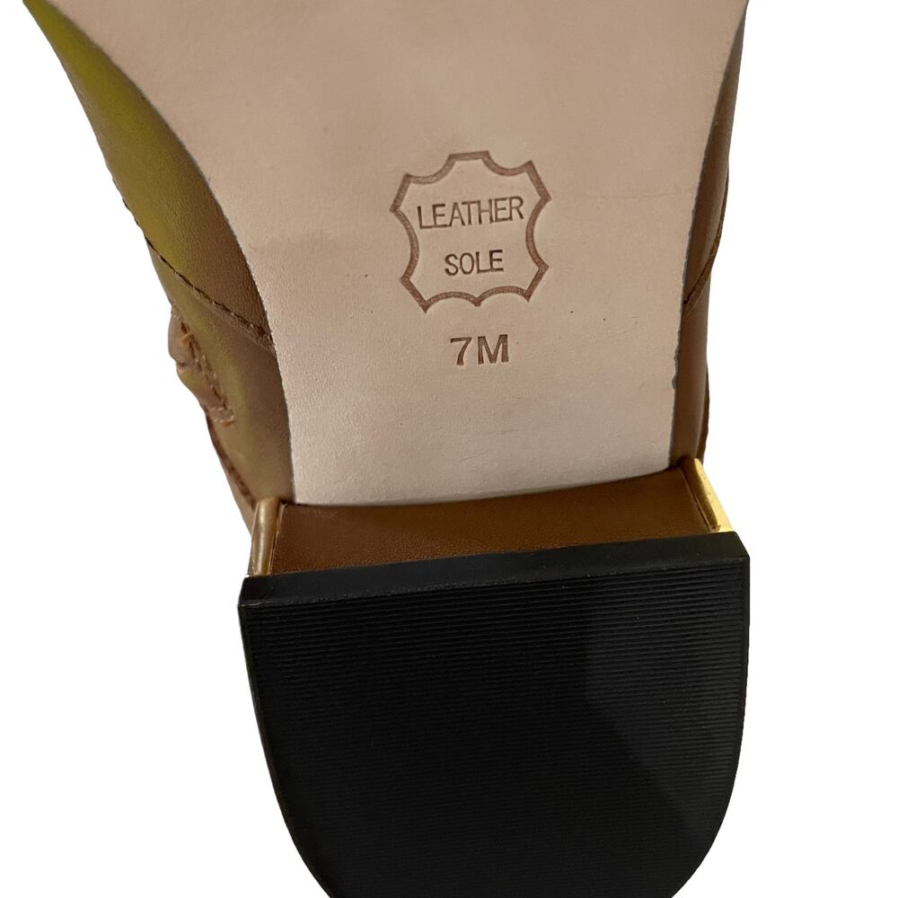 Tory Burch Sofia Tall Riding Boots Leather Logo Festive Brown Size 7 - Picture 10 of 12